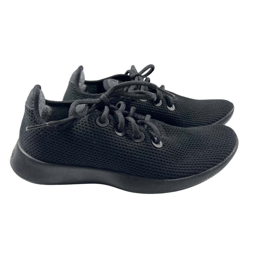 Allbirds Tree Runners Womens 7 Jet Black Sustainable Walking Sneakers EUC